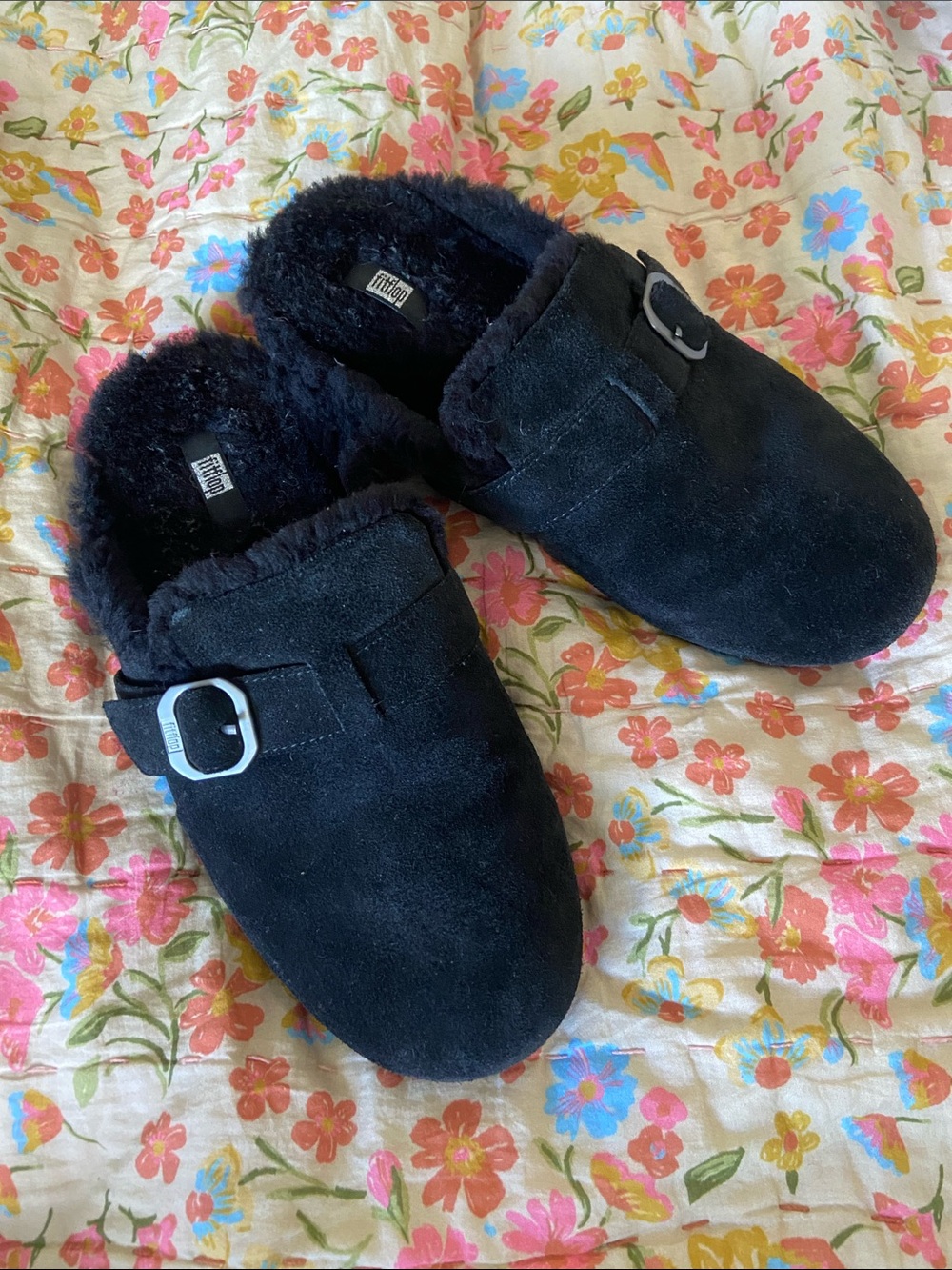 Fit Flop Wool Sherpa Lined Suede Slip-On Clogs